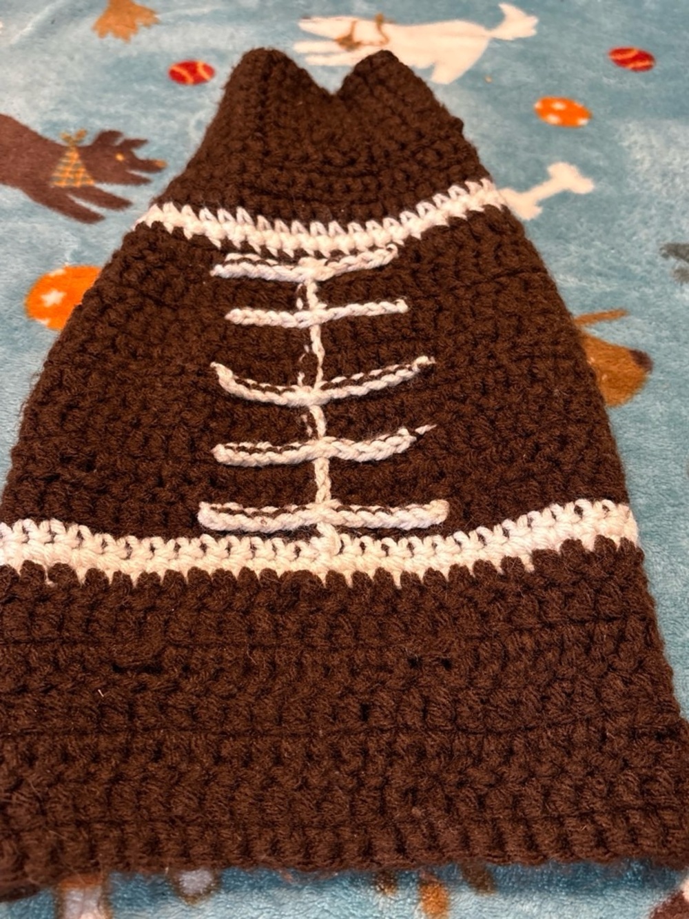 Handmade Small Pet V-Neck Sweater in Brown with White Trim
